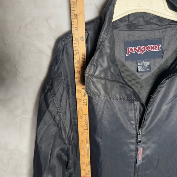 Vintage Jansport Men's Black Lightweight Hooded Anorak Jacket Size L Y2K - Picture 4 of 10